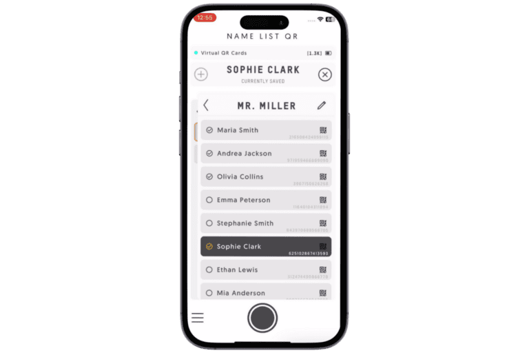 The Entagged Name List feature with backup QR codes