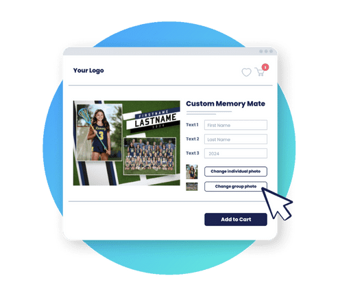 desktop mockup of building a custom memory mate for young girl lacrosse player