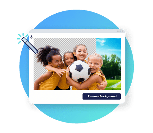 image graphic showing background edits of young girls on soccer team with Pure Photos
